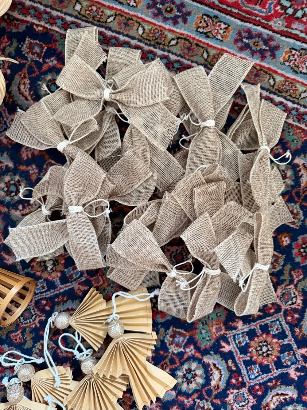 West Elm White & Gold Scandinavian Paper Ornaments & Stockings